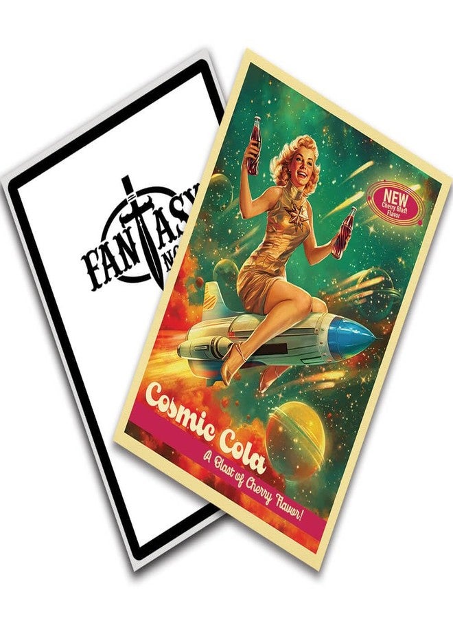 Fantasy North - Cosmic Cola #3 - Cherry Flavor - 50s Retro Vintage - Rocket Girl - 100 Textured Matte TCG Card Sleeves - Fits Magic MTG Commander Pokemon and Other Card Games - Playing Card Sleeves - Image 4